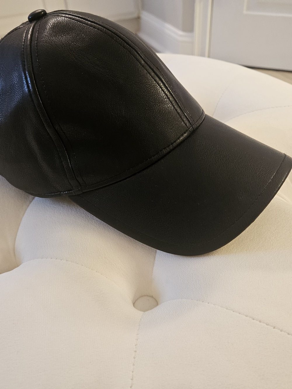 Abercrombie & Fitch Black Faux Leather Baseball Cap